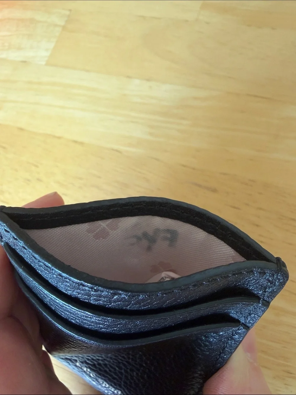 Kate Spade POLLY Black Pebbled Leather Credit Card Slot Holder Wallet